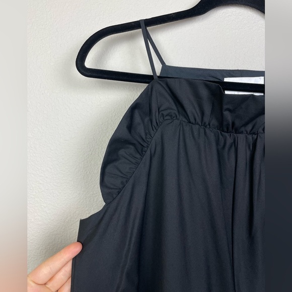 Anthro Corey Lynn Calter Harper Midi Dress Women's Large Poplin Tie Waist Black - Picture 12 of 16